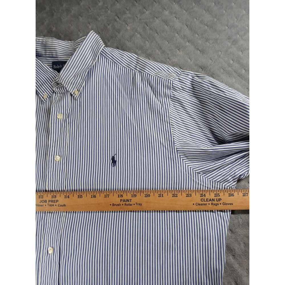 Ralph Lauren Mens Classic Fit Striped Button Down Shirt Blue White 17 34/35 L XL - Picture 4 of 6